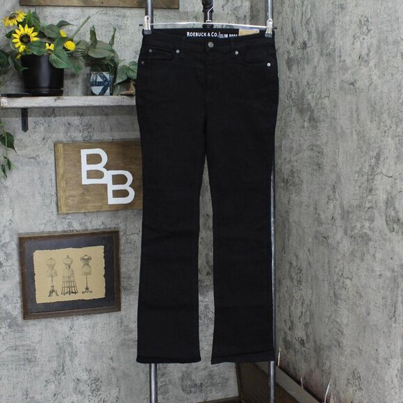 NWT Roebuck & co. Womens Slim Fit Bootcut Denim Jeans S23511 4S Black - Picture 1 of 5